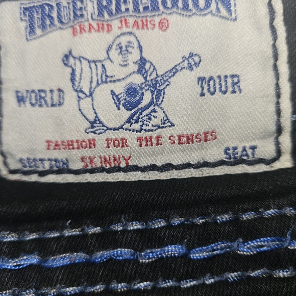 True Religion Black Jeans with Blue Accents - Picture 4 of 4